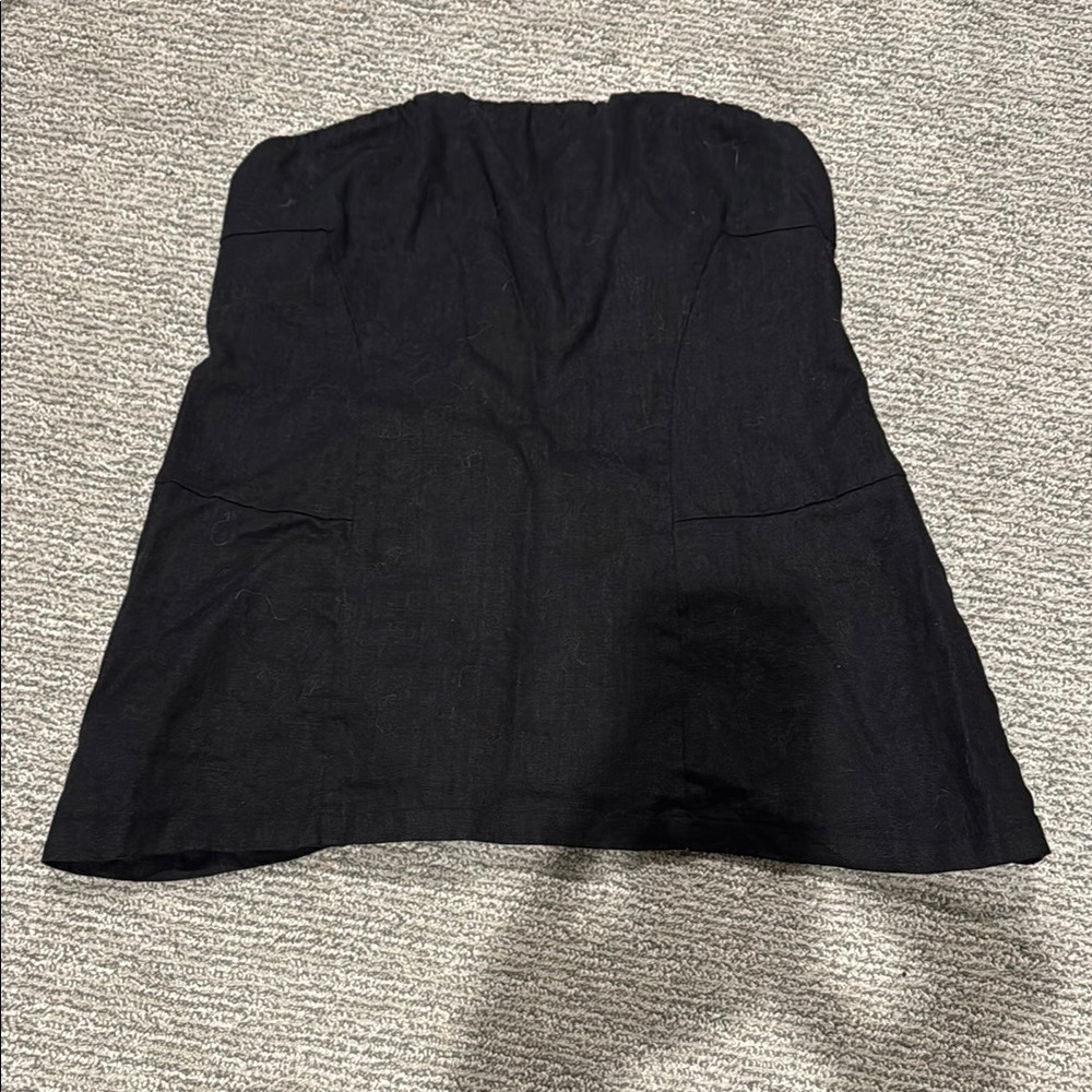 DISSH Black Strapless Linen Blend Top
